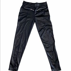 Women Faux Leather Black Leggins S/M